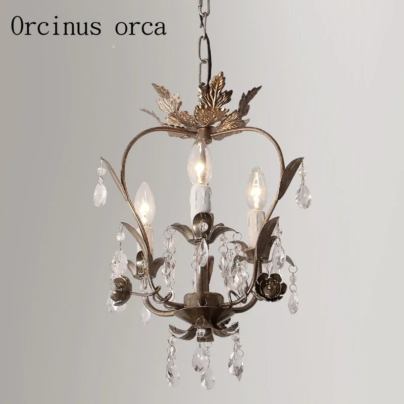 

French retro crystal chandelier corridor restaurant bedroom entrance American style crystal lamp free shipping