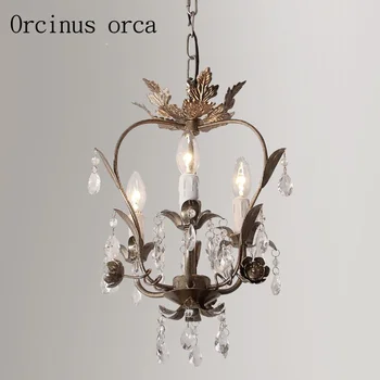

French retro crystal chandelier corridor restaurant bedroom entrance American style crystal lamp free shipping