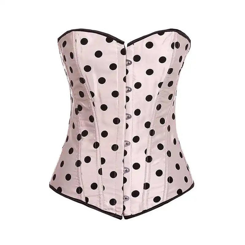 Lace Up Waist Trainer Corset Sexy Button Dot Print Corset Overbust Corsets And Bustiers Corpetes E Corselet Burlesque Corset Top (1)