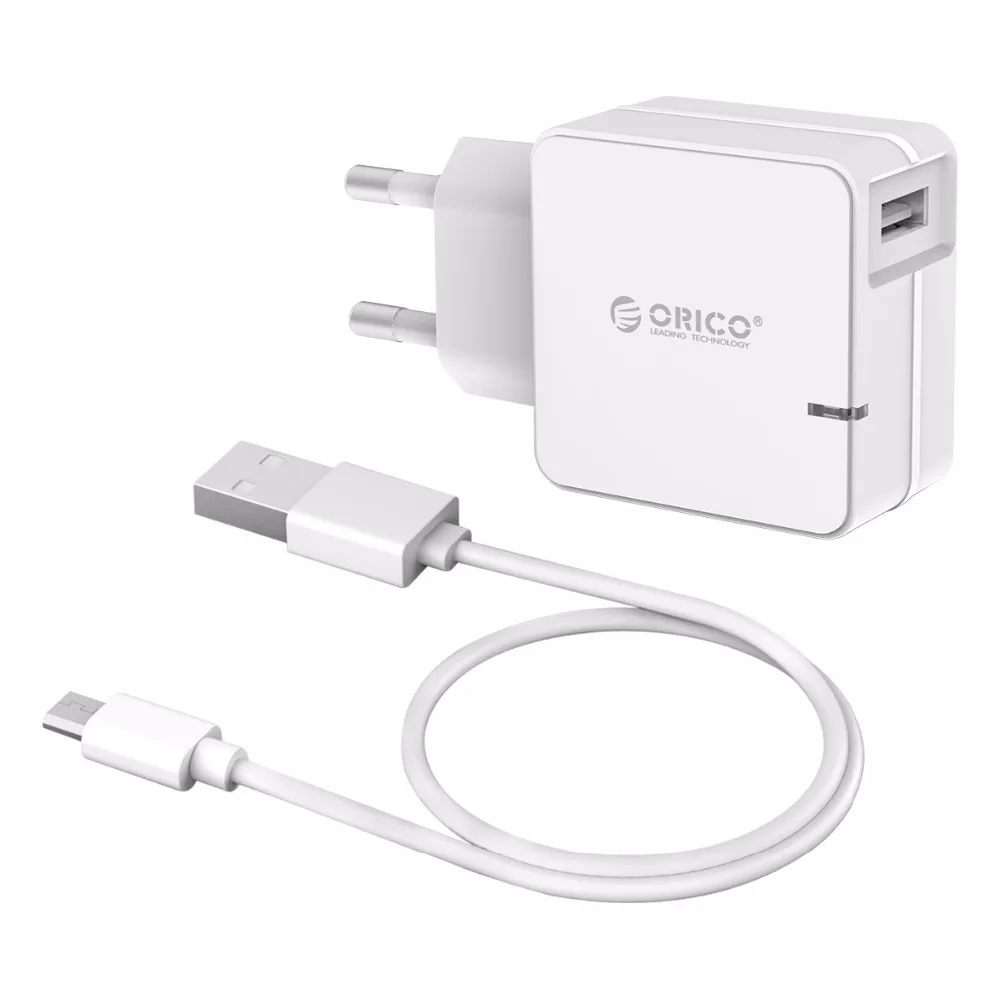 ORICO QCW-1U Quick Charge 2,0 быстрое USB ЗУ для мобильного телефона для samsung S5 S6 LG с 80 см Micro USB кабелем