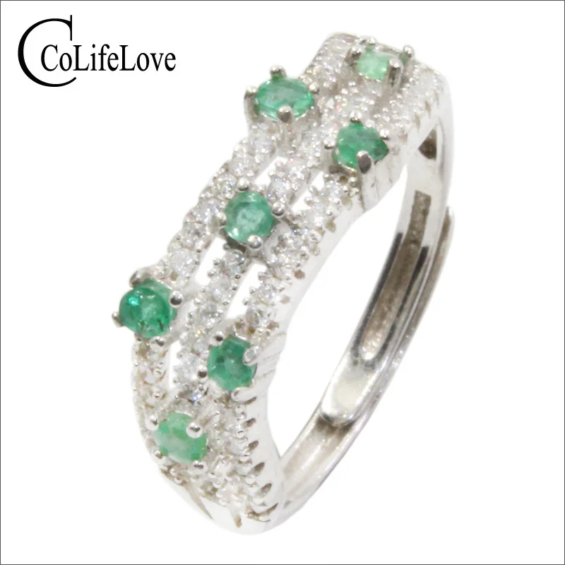 CoLife Jewelry 925 Silver Emerald Ring 2mm Natural Sterling Birthday Gift for Woman | Украшения и аксессуары