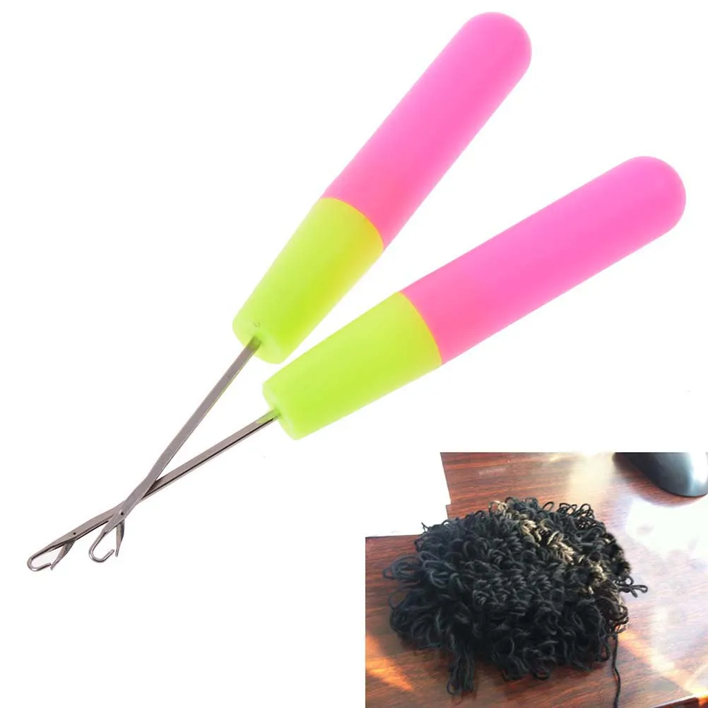 2 PC Wig Hook Needle Threader Knitting Plastic crochet braid needle