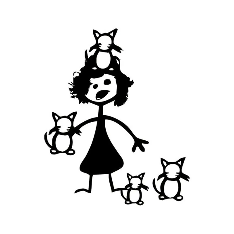 

Funny Crazy Cat Lady Car Stickers Cartoon Car Styling Vinyl Decals Black/Silver