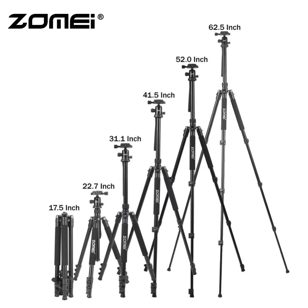 ZoMei Q555 Lightweight Tripod Portable Travel Camera Stand with 360 Degree Ball Head and Carry Bag