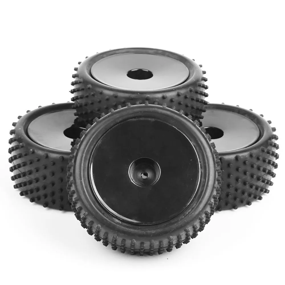 4pcs 12mm Hex 1/10 off-road buggy tires front&rear rubber tyre wheel rim 25026+27005 fit HSP HPI RC buggy car toys accessories