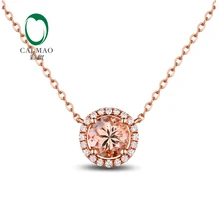 Caimao ювелирные изделия 1.24ct против 7 мм круглый морганит Алмаз Настоящее 18 К розовое золото помолвочная подвеска
