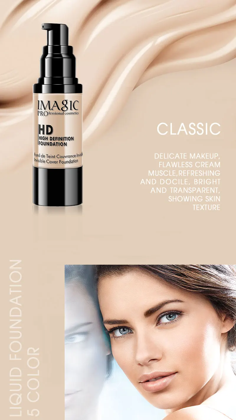 IMAGIC отбеливающий увлажняющий HD Жидкий тональный крем Highlight Shadow Makeup Cosmetic