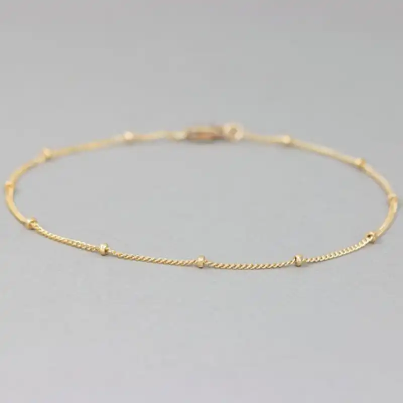 Dainty Chain Bracelet Gold Filled CZ Dangle Bracelet Double Strand Layering Bracelet Delicate Bracelet for Women Gold Chain Bracelet