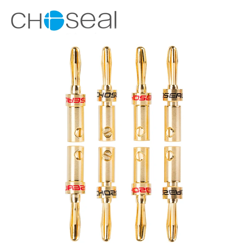 

Choseal QS6032 8Pcs Banana Plugs DIY Speaker Cable Connector 24K Gold-Plated Banana Plug Speaker Cable Audio Cable Connector
