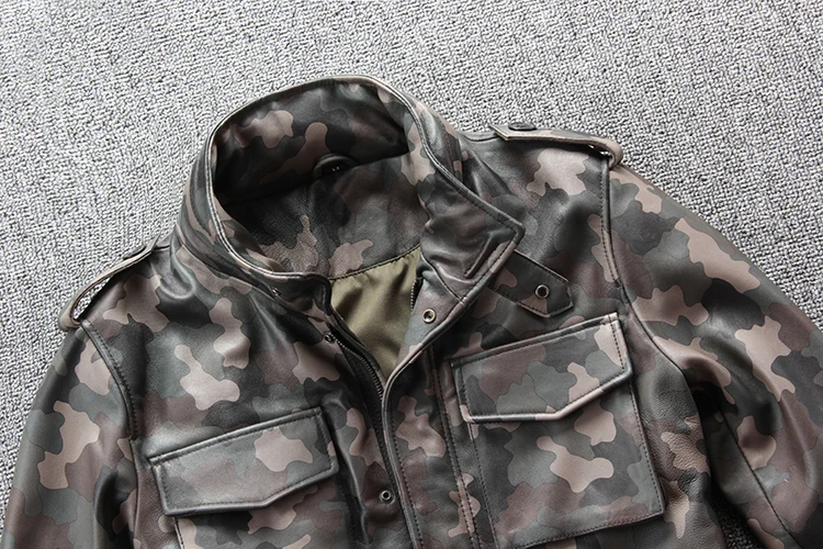 Осенняя новая куртка из натуральной кожи Мужская сафари M65 камуфляжная овечья