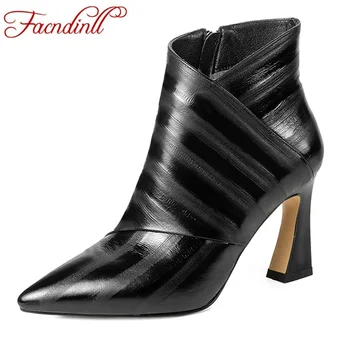 

FACNDINLL new 2019 autumn winter women ankle boots sexy high heel pointed toe zipper woman dress party casual riding boots shoes