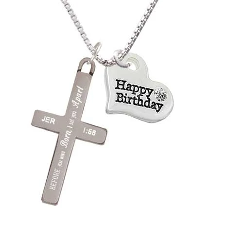 Large Happy Birthday Heart - I Set You Apart - Cross Necklace (1)