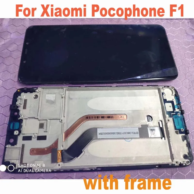 

6.18" Full LCD Display Touch Screen Digitizer Assembly with frame For Xiaomi mi Pocophone F1 Poco f1 Phone Sensor Replacement