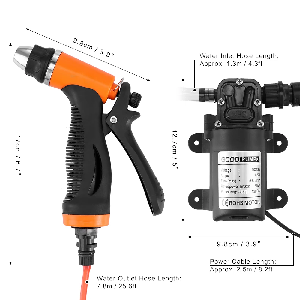 80 Вт 130 фунтов/кв. дюйм, высокое давление, моющий насос для автомобиля, комплект, моющий насос, система, комплект для авто, морской ПЭТ, окно, кондиционер, очистка