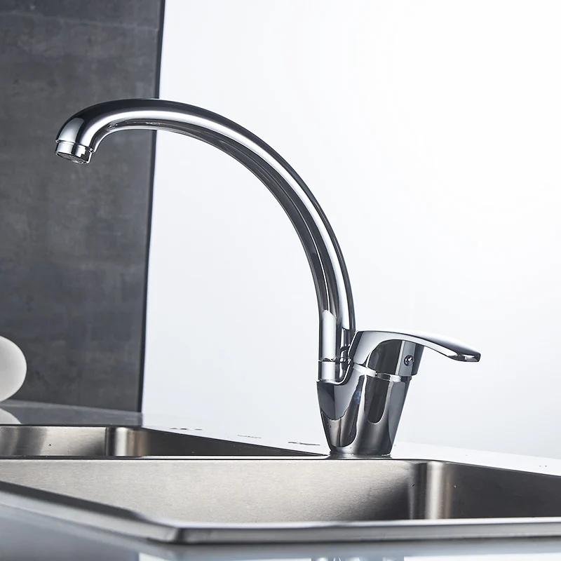 360 Degree Rotation Brass Body Chrome Kitchen Sink Faucet Curved Outlet Pipe Taps Cold and Hot Water Mixer 360 Degree Rotation Brass Body Chrome Kitchen Sink Faucet Curved Outlet Pipe Taps Cold and Hot Water Mixer