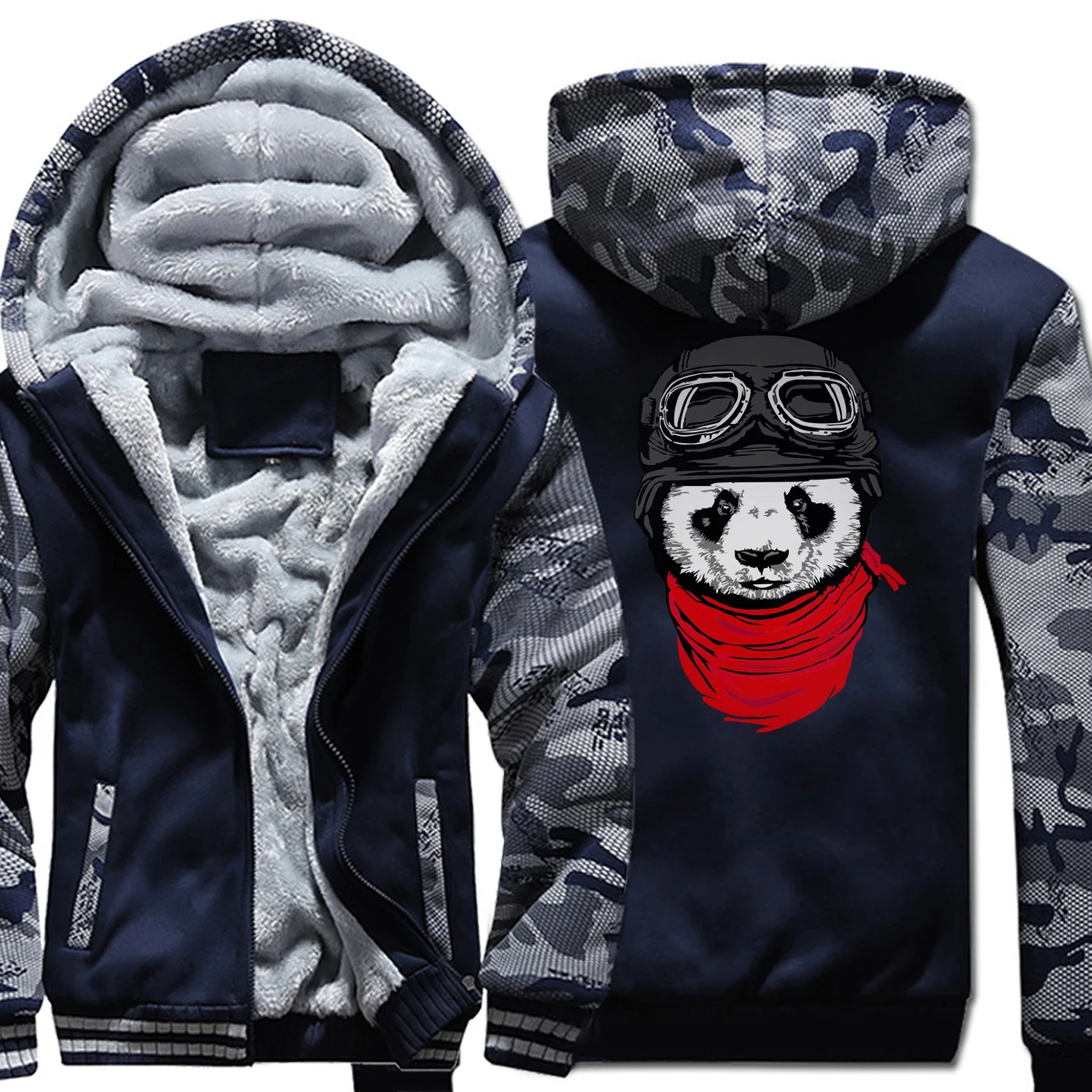 Hoodies Men 2019 Winter Fleece Brand Sweatshirt For Men Plus Size 5XL Thick Hoody Zipper Tracksuits Cool Panda Hip Hop Jackets