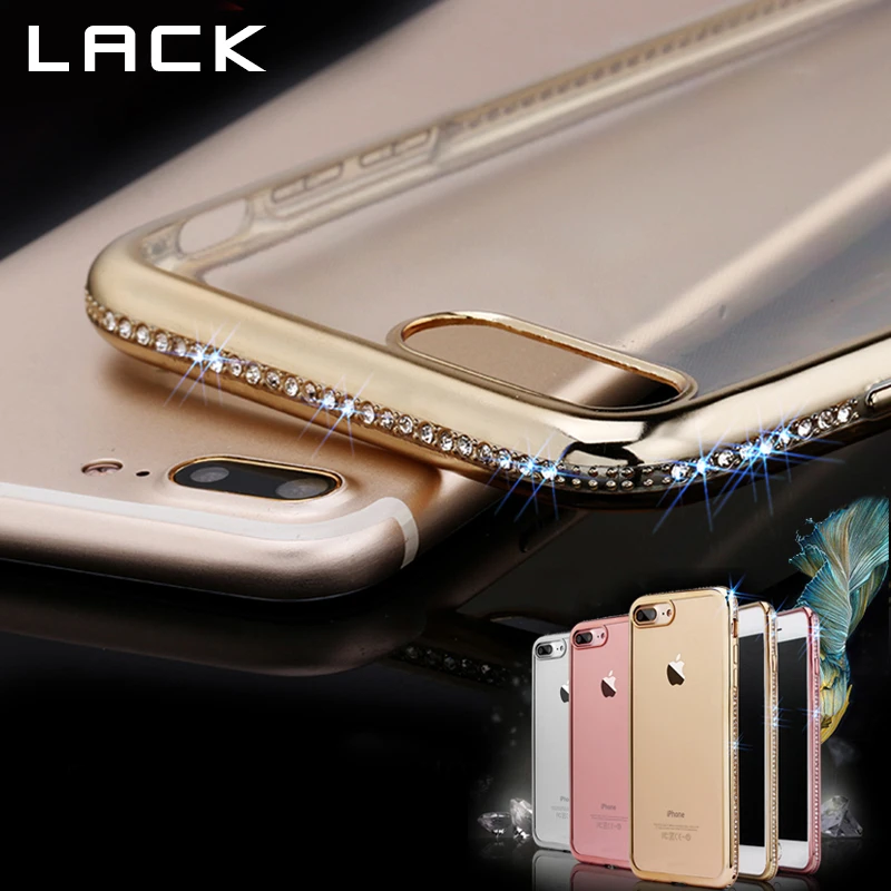 

LACK Clear Crystal Diamond Phone Case For iphone 8 Case Ultra thin Soft TPU Rhinestone Frame Cases For iphone8 8 Plus Back Cover