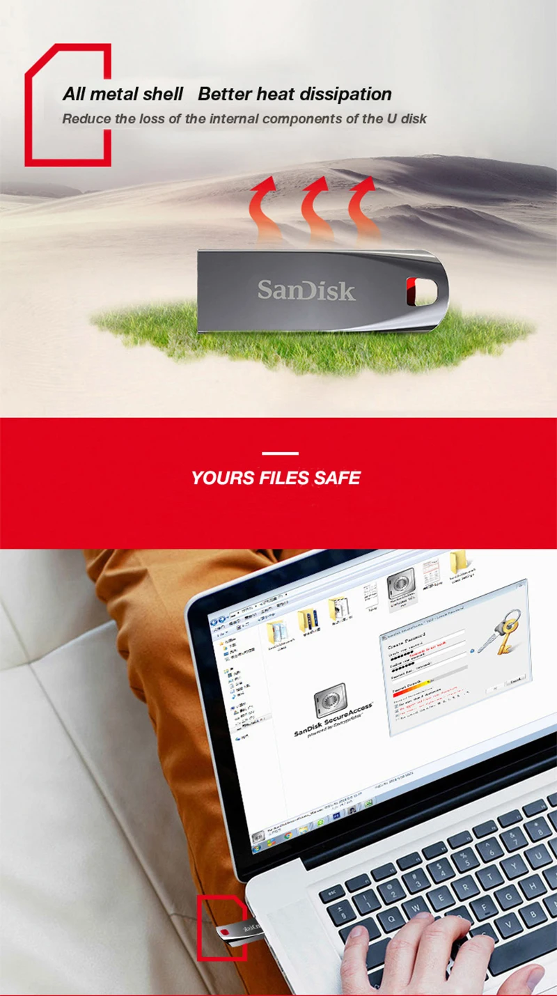 Новое поступление металлический USB флеш-накопитель sandisk 64 ГБ 32 ГБ 16 ГБ 8 ГБ флеш-карта памяти, Флеш накопитель usb флешка