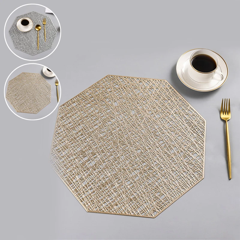 

Creative Octagon Hollow Heat-insulated Table Mat PVC Placemat Restaurant Waterproof Non Slip Cup Table Mats Home Decoration