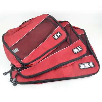 Рюкзак для путешествий Карамельный цвет, аксессуары для путешествий, сумка 3 шт./компл. Упаковка Кубики полиэстерных мешках для одежды Чемодан сумка-Органайзер - Цвет: Красный