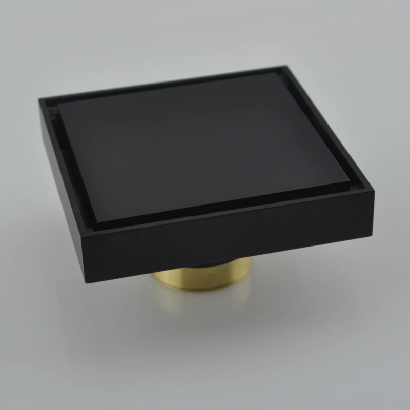 

Copper Contact Drain Deodorization And Anti Blocking Floor Core Cover Black Matte Square Toilet Sewer Drain
