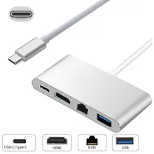 4-in-1 USB C USB-C Adapter with Type C Power Delivery Hub 4K Video HDMI USB 3.0 Cable for Sumsang MacBook Pro Huawei Chromebook dzlst 4 port usb type c 3 1 multiport adapter usb c to usb 3 0 usb c hub metal high speed 4 in 1 for macbook google chromebook