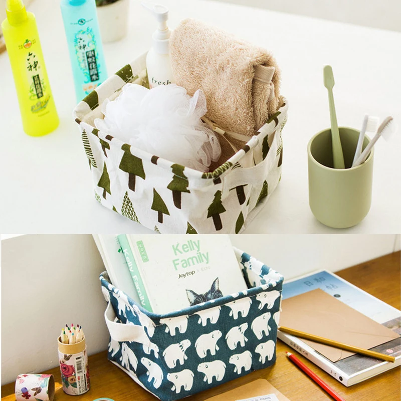 Тканевая корзина для хранения настольная мусора игрушек мытья грязной одежды