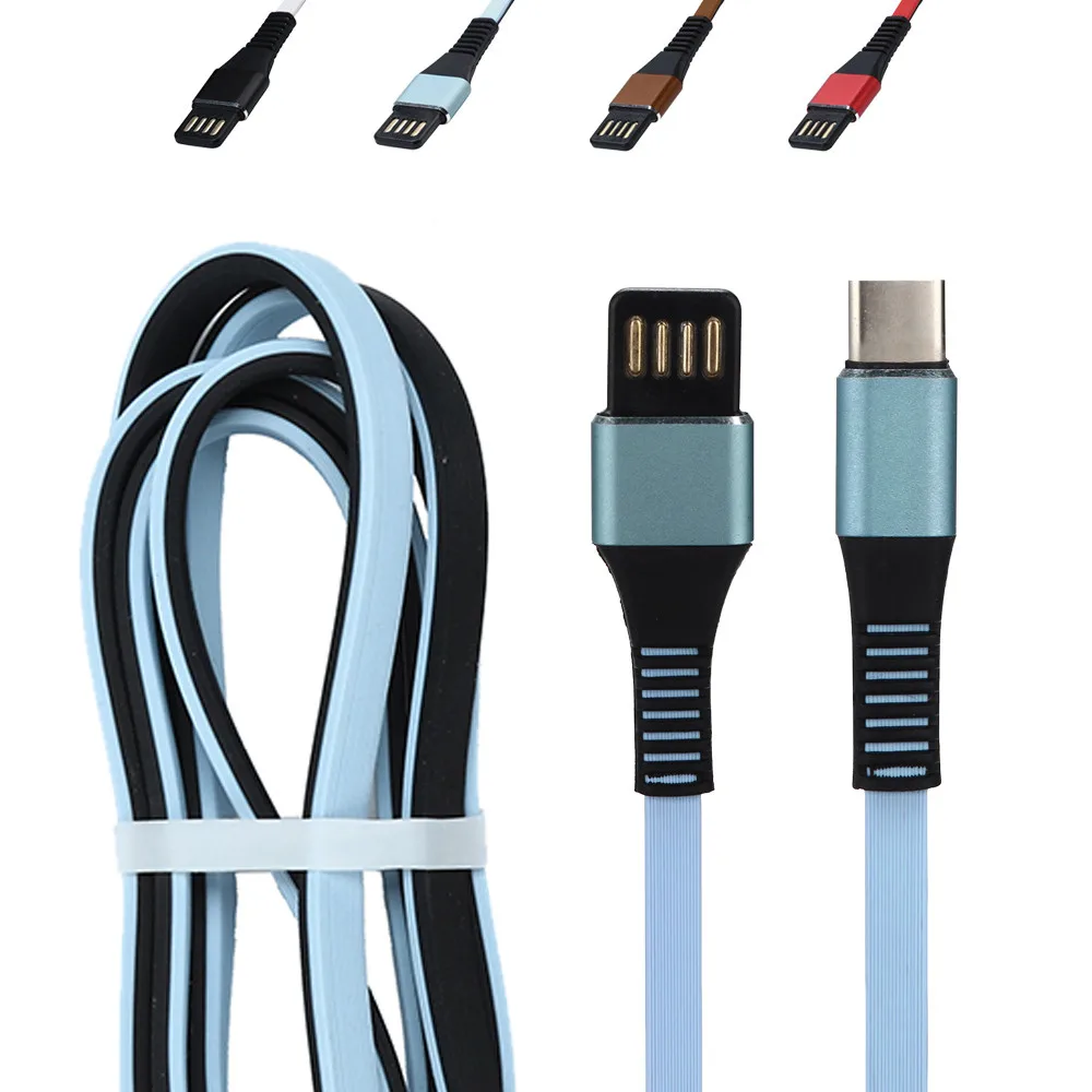 

2019 Fashion 480Mbps High date transmission 100CM type-c Dichroic TPU Cable Fast Charger Data Flat Cable For Android Phone