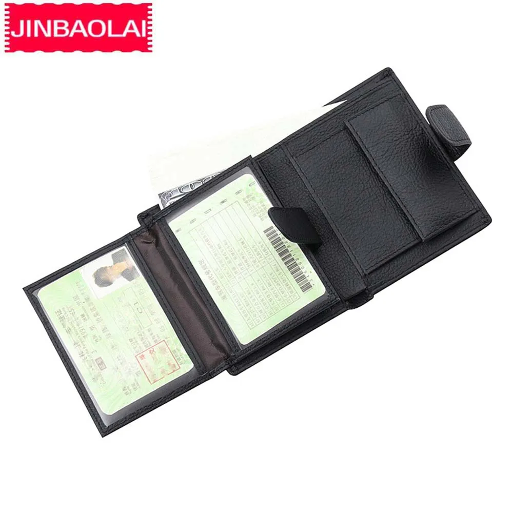 JINBAOLAI мужские компактные кошельки из натуральной кожи с застежкой, карманные Кошельки для монет, держатель для карт, винтажные брендовые качественные бумажники для мужчин