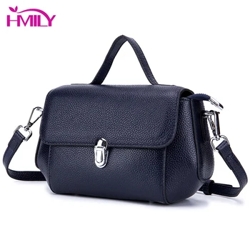 

HMILY 100% Genuine Leather Female Shoulder Messenger Bag Women Mini Handbags Leisure Crossbody Bag England Style Cowskin Bag