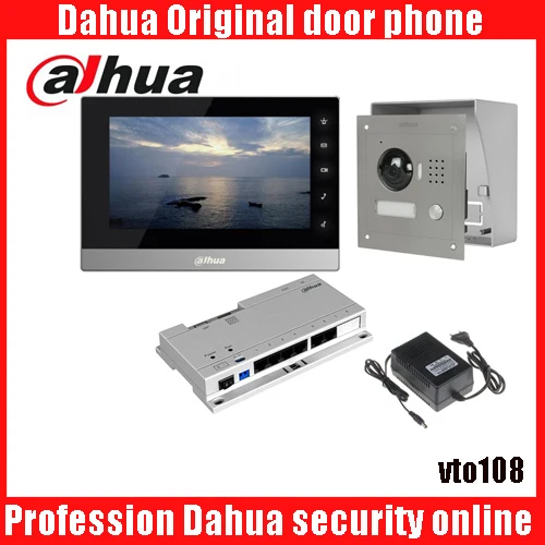 

Dahua VTH1510CH Color Monitor with VTO2000A outdoor IP Metal Villa Outdoor Video Intercom sysytem with VTO108