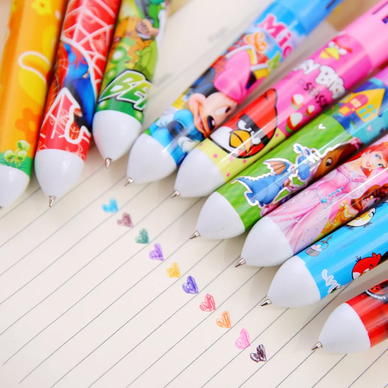 

1 Pcs Creative Stationery Cartoon 10 Color Ballpoint Pen Press 10 Core of Color Oil Pen Atom Pen