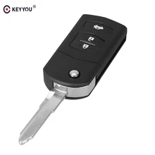 KEYYOU 3 BUTTON REMOTE FOLDING FLIP KEY SHELL CASE FOB PAD FOR MAZDA 2 3 5 6 RX8 MX5 FREE SHIPPING