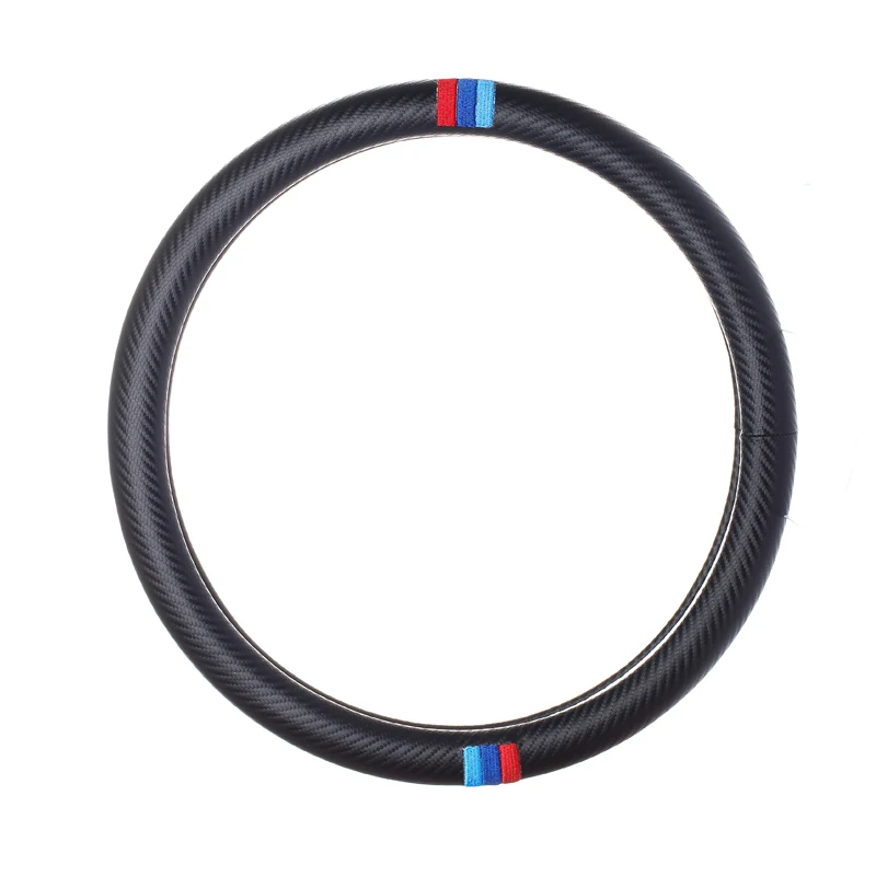 

Car styling for 3 colors stripe edition diameter 38cm Carbon fiber steering wheel cover for BMW Mercedes benz audi accessories