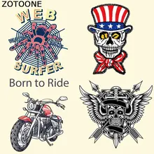 ZOTOONE в виде черепа мотоцикла патчи железные на передачи тепла патчи для детская одежда DIY полосы аппликация на футболку изготовленный на заказ Стикеры