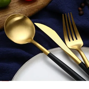 

24Pcs/set western style Dinnerware Set 304 Stainless Steel Cutlery Set Knife Fork Set Flatware Tableware for kitchen
