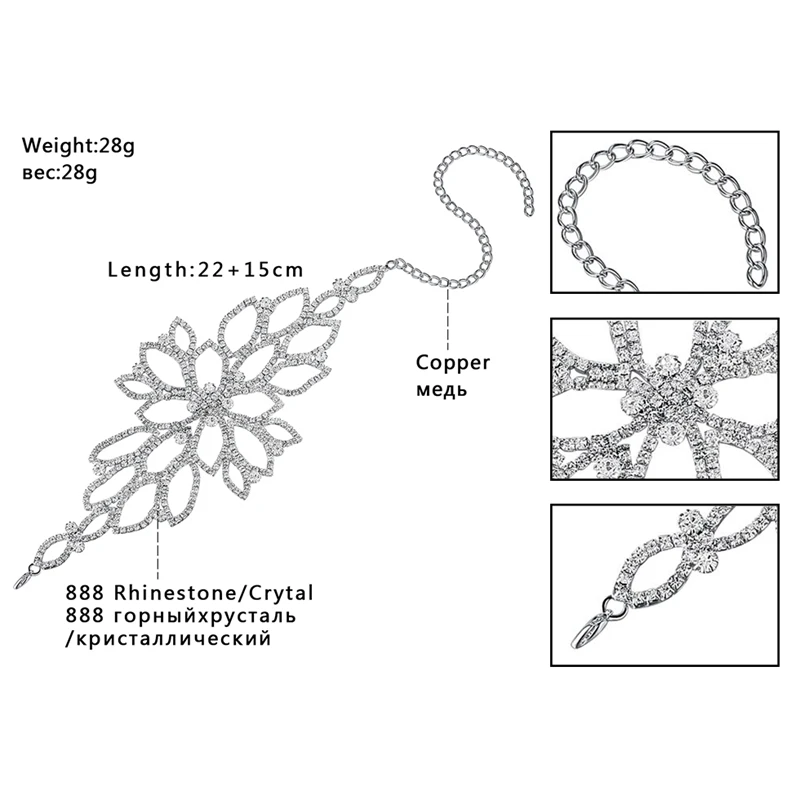 Mecresh Silver Color Crystal Bracelets for Women Floral Bridal Ankle Bracelets & Bangles Wedding Engagement Jewelry SL009