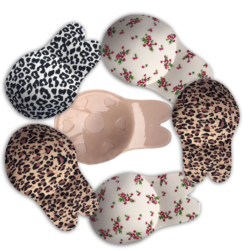 

LNRRABC 2019 new 1pair Push Up Silicone Strapless Women Leopard Bra Invisible Bra Adhesive Stick On Backless