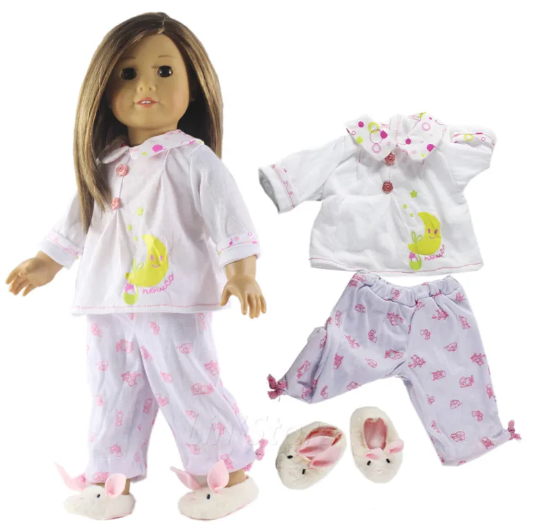 Много стилей пижамы на выбор 1 комплект кукольная одежда топ+ брюки для 18 дюймов американская кукла ручной работы Высокое качество 1" кукольная одежда