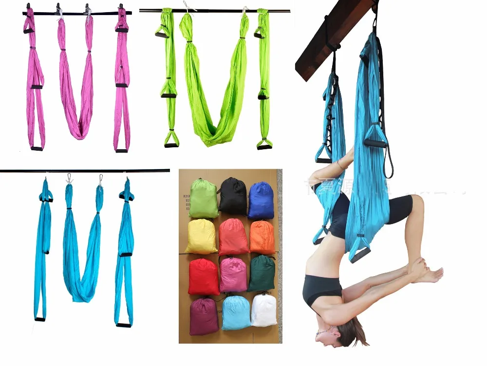 6 color Strength yoga Hammock Inversion Trapeze Anti Gravity Aerial Traction Yoga