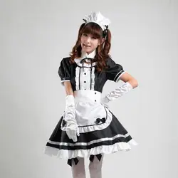 Высокого качества готический костюм горничной светлый тон Лолита платье горничной Ресторан униформа официанта девушка аниме Косплэй
