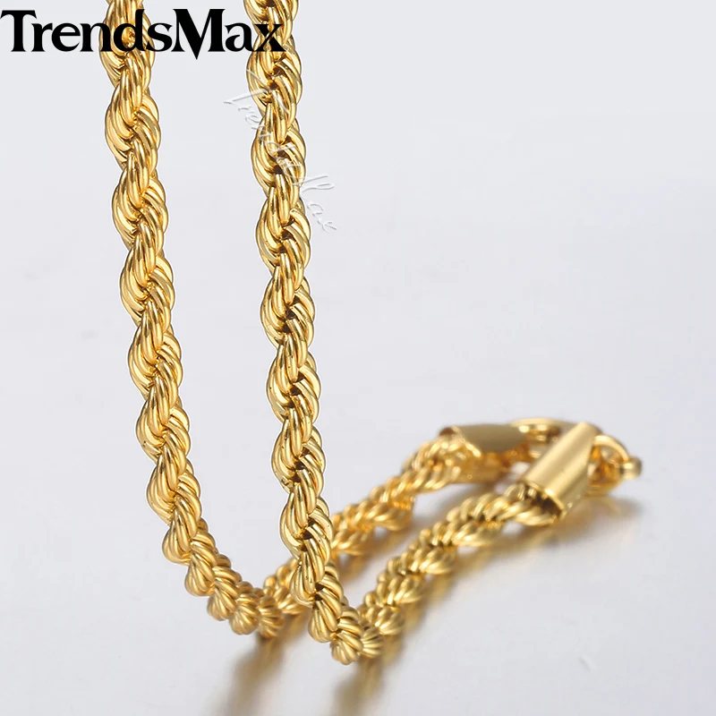 Ожерелье Trendsmax для мужчин и женщин золотое ожерелье стандартная цепочка