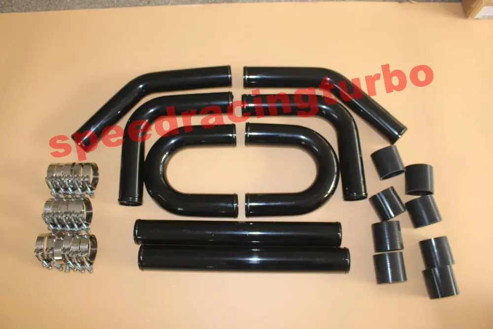 

Universal Turbo Boost Intercooler Pipe Kit 3" 76MM 8 Pieces Aluminum Piping Black
