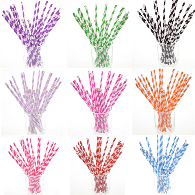 100pcs/lot Environmental Chevron Striped Paper Drinking Straws for Kids Birthday Wedding Decorative Party Event Supplies
