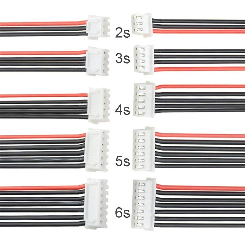 

10PCS/lot 2-6S Lipo Battery Balance Charger Cable 10CM 2S 3S 4S 5S 6S 22AWG Cable Soft Silicon Wire Plug For IMAX B3 B6