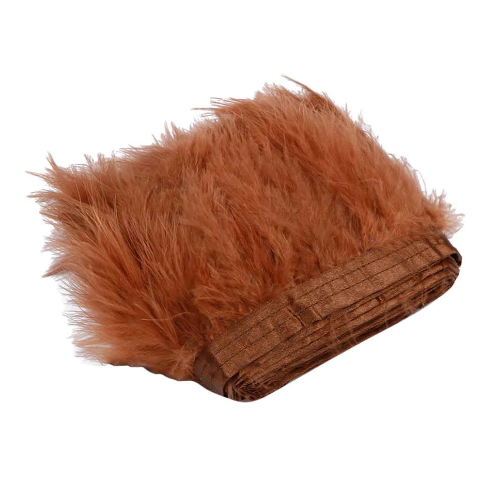 brown 2M Turkey Marabou Fluffy Feather Fringe Trim Lace Fabric Ribbon for Sewing Craft - Цвет: brown