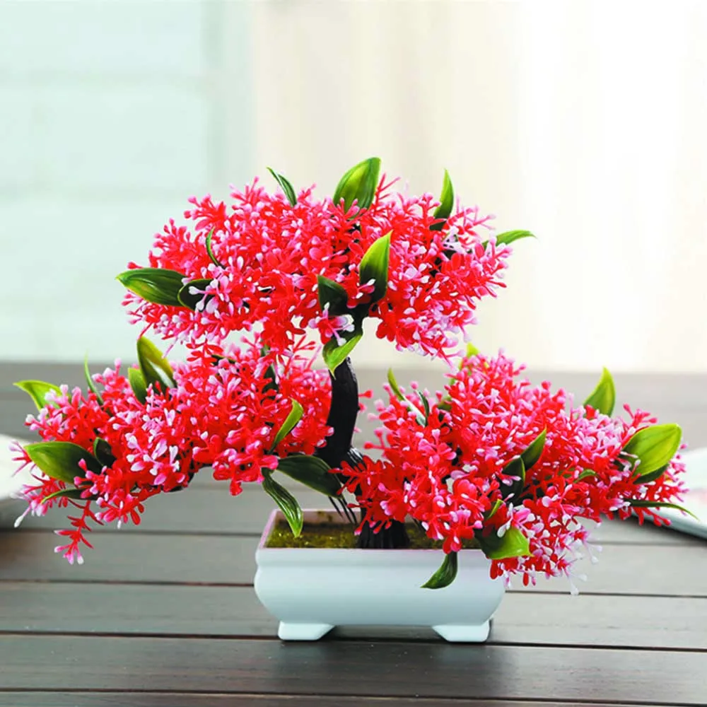 1set Mini Fake Flowers Small Potted Artificial Flowers Plants Small