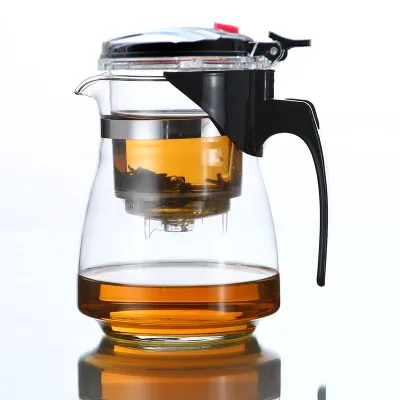 Горячая, 500 мл-1000 мл, термостойкий стеклянный домашний чайник, применимый с офисным фильтром, пузырьковый чайник, портативная чашка для кунг-фу - Цвет: 1PCS-600ml