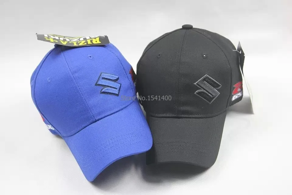 Prix pour Noir bleu embroiderid SUZUKI logo de voiture moto gp racer baseball chapeau d'été de mode réglable fans sunhat camion chapeaux Prix pour Noir bleu embroiderid SUZUKI logo de voiture moto gp racer baseball chapeau d'été de mode réglable fans sunhat camion chapeaux