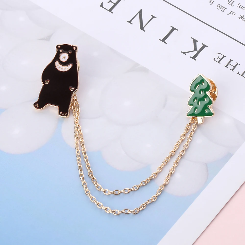 

1PC Personality Brooch Creative Rocket Pilot Animal Bear Tree Wolf Grandmother Enamel Pin Brooch Denim Badge Cartoon Brooches